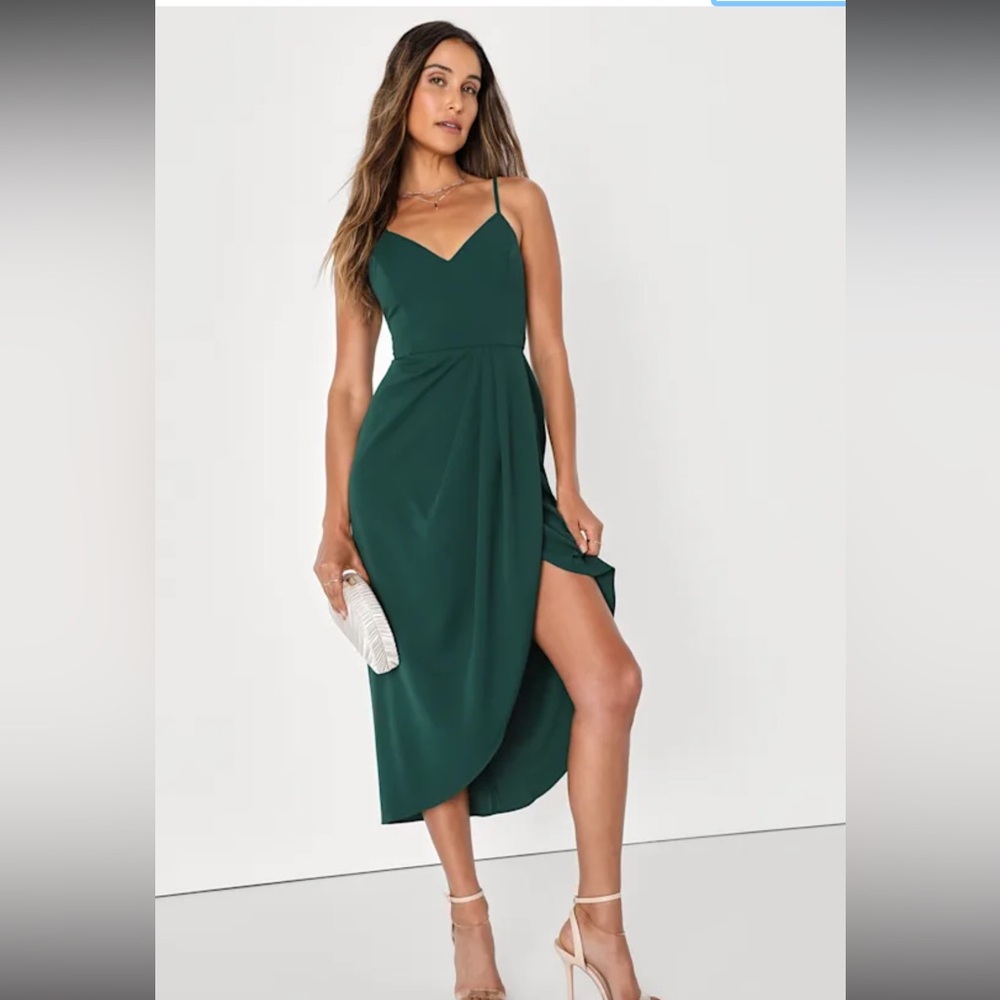 Lulus Reinette Dark Green Midi Dress